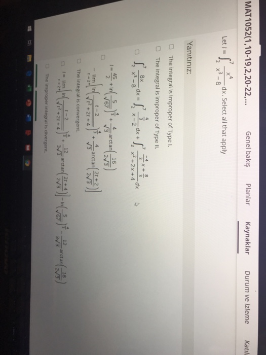 Solved Mat1052 1 10 19 2 20 22 Genel Bakış Planlar