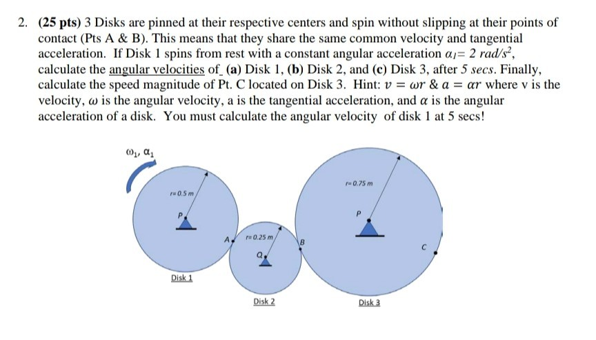 Solved 2. (25 pts) 3 Disks are pinned at their respective | Chegg.com