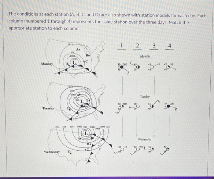 Solved The conditions at each station (A, B, C, and D) are | Chegg.com