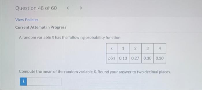Solved A random variable X has the following probability | Chegg.com