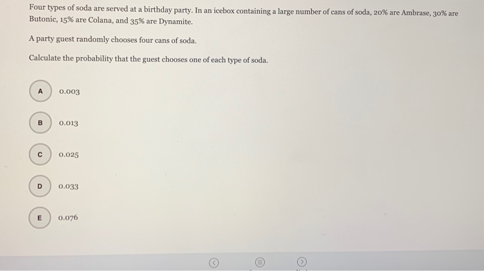 Solved Four Types Of Soda Are Served At A Birthday Party. In | Chegg.com