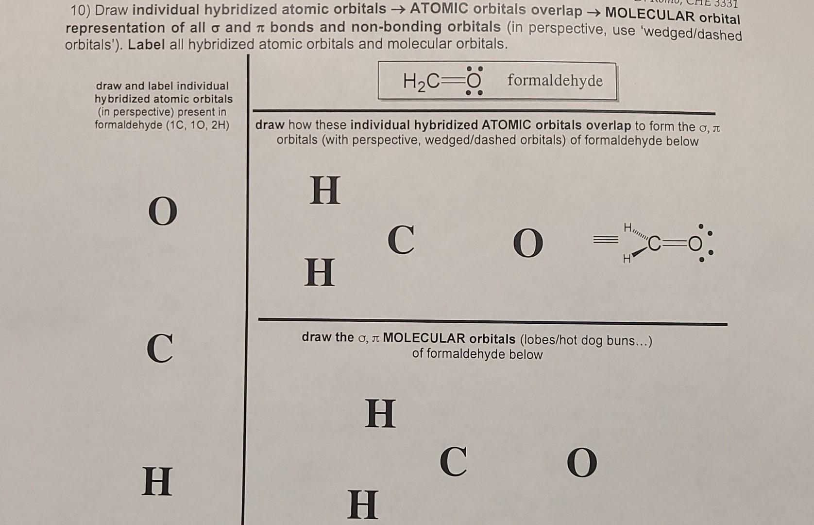 Solved 10) Draw individual hybridized atomic orbitals → | Chegg.com