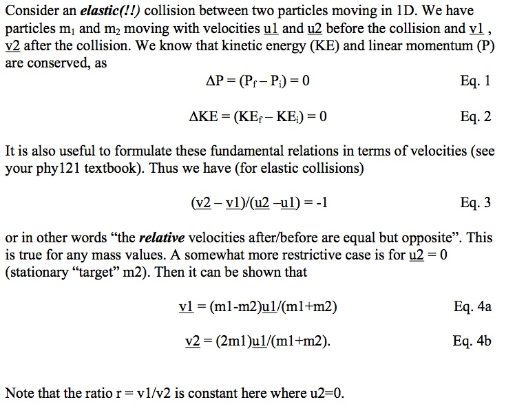 Consider An Elastic H Collision Between Two Parti Chegg Com