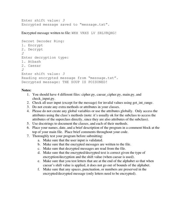 Solved Secret Decoder Ring Write a program that allows the | Chegg.com