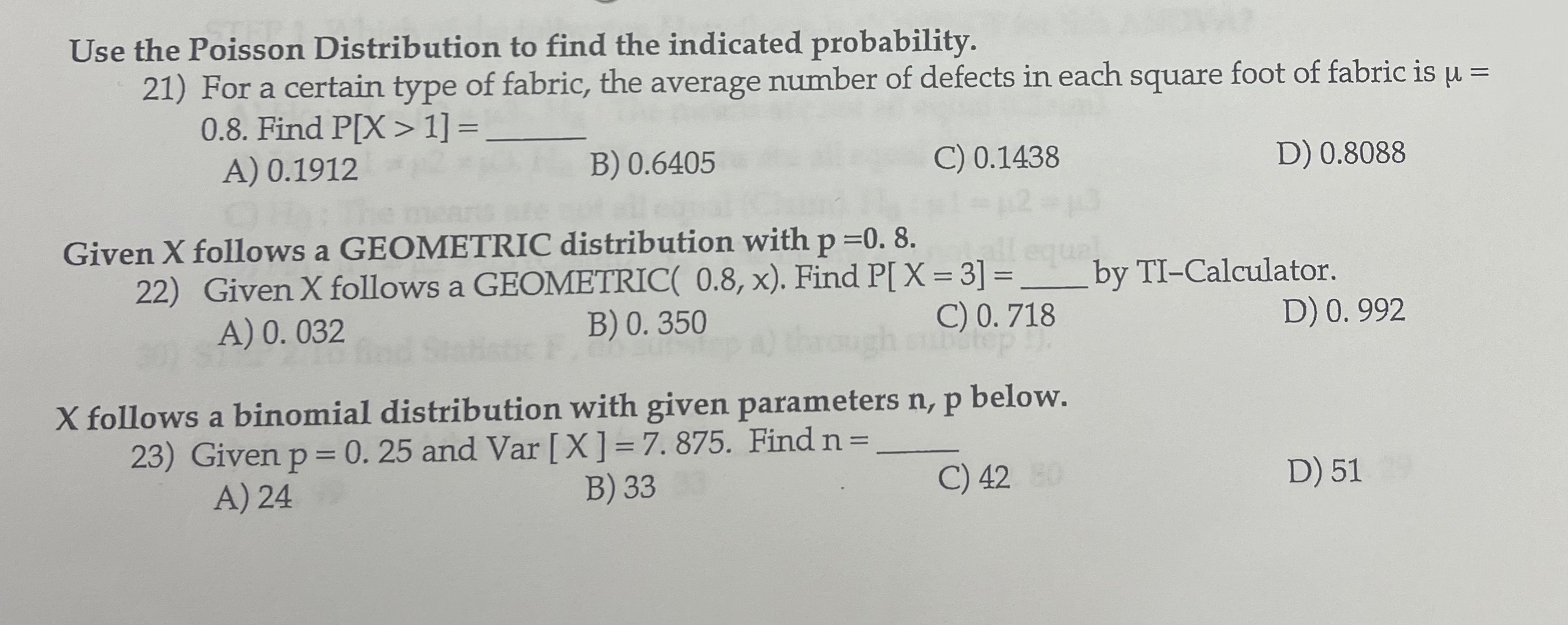 Solved Use the Poisson Distribution to find the indicated | Chegg.com