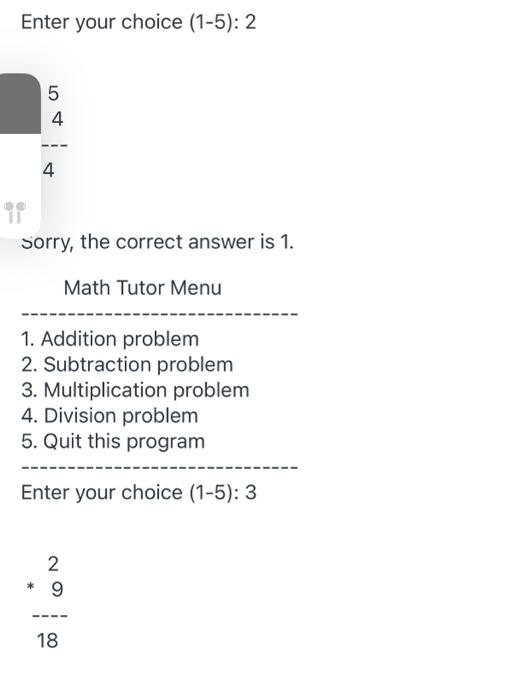 Solved Write a program that displays a menu allowing the | Chegg.com