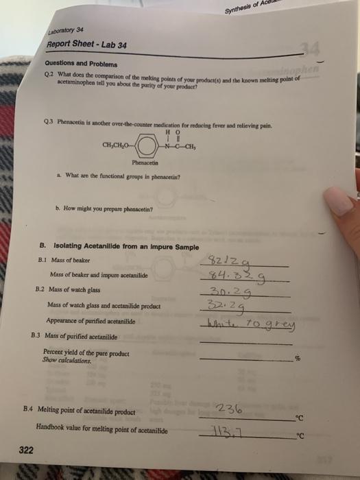 Solved Synthesis of Laboratory 34 Report Sheet - Lab 34 | Chegg.com