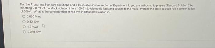 Solved For the Preparing Standard Solutions and a | Chegg.com