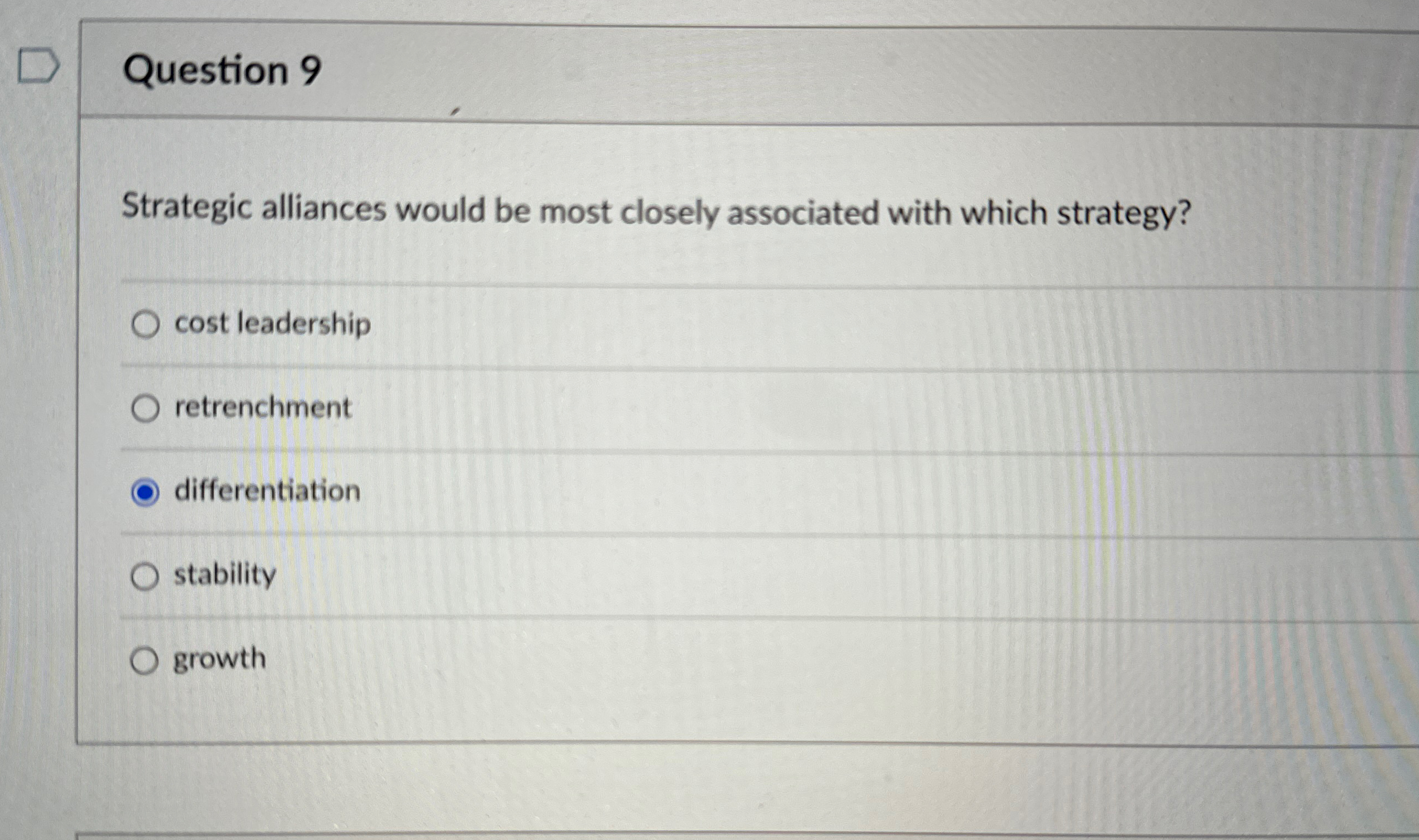 Solved Question 9Strategic alliances would be most closely | Chegg.com