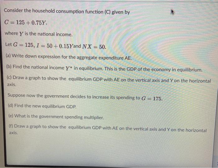 Solved Consider The Household Consumption Function C Gi Chegg Com