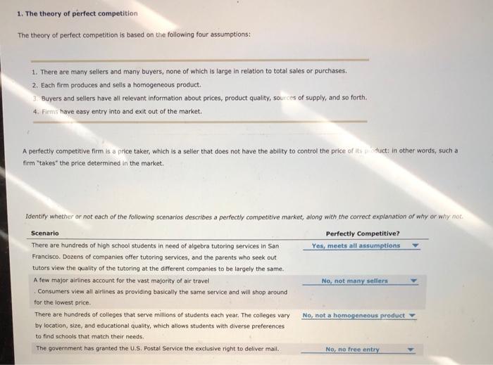 Solved 1. The Theory Of Perfect Competition The Theory Of | Chegg.com