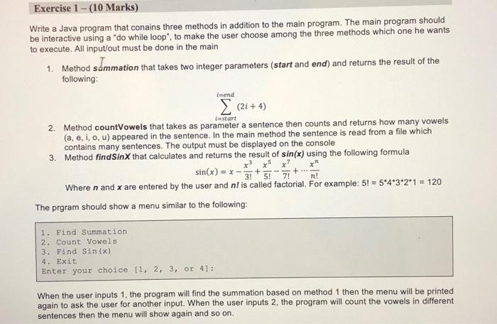 Solved in java. methods , please solve it all it is one | Chegg.com