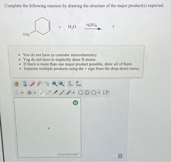 Solved Complete The Following Reaction By Drawing The | Chegg.com