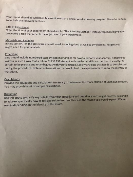 Solved Chem 131l Principles Of Chemistry I Laboratory The Chegg