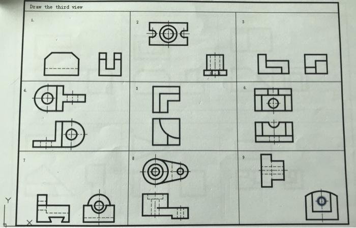 Solved Draw the third view 19 1913 | Chegg.com