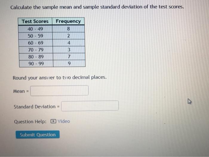 Solved Calculate the sample mean and sample standard | Chegg.com
