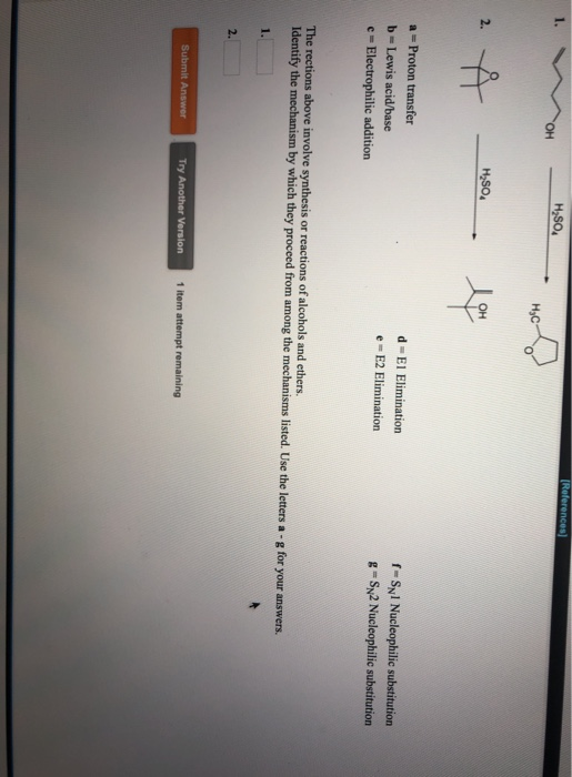 Solved References 1 W Oh Haso C 2 A H2so4 Hsos Love A Chegg Com