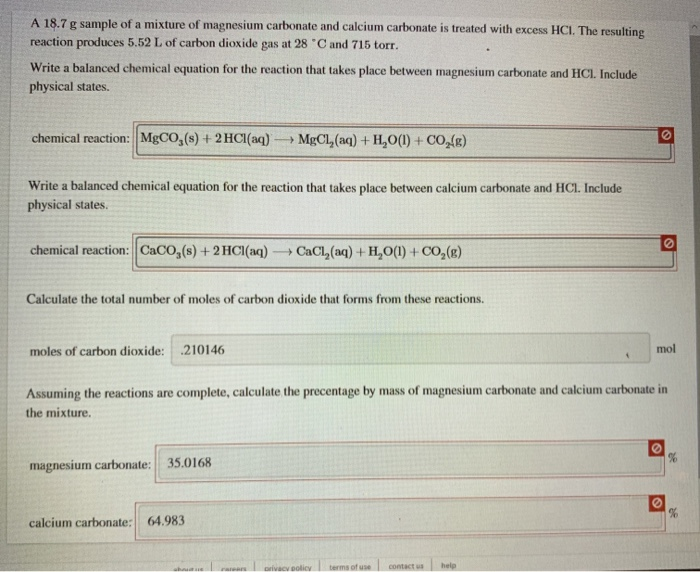 Solved A 18.7 g sample of a mixture of magnesium carbonate