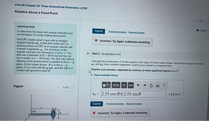 Solved Rotation About a Fixed Point 1017 Review Calculate | Chegg.com