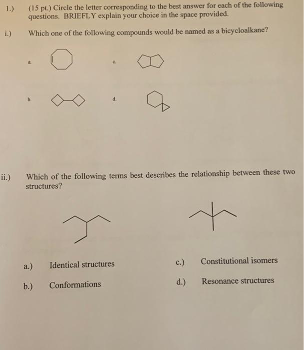 Solved iii.) Which of the following terms best describes the | Chegg.com