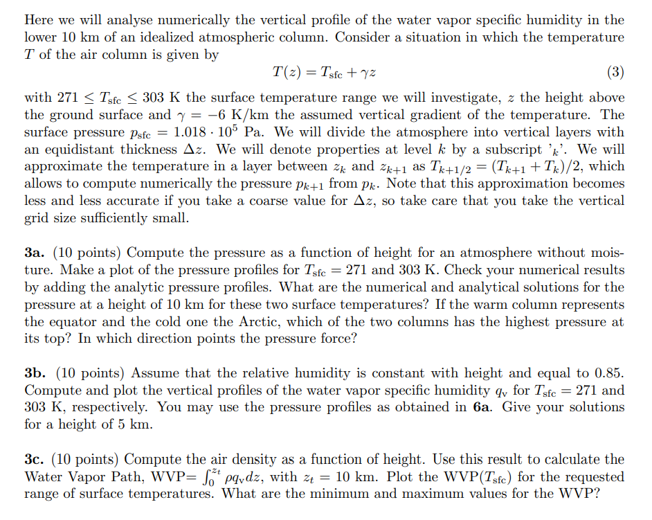 Solved Here we will analyse numerically the vertical profile | Chegg.com