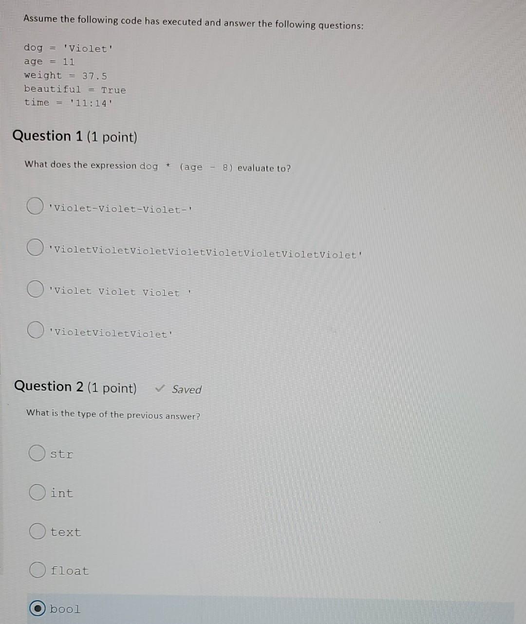 Solved Assume the following code has executed and answer the | Chegg.com