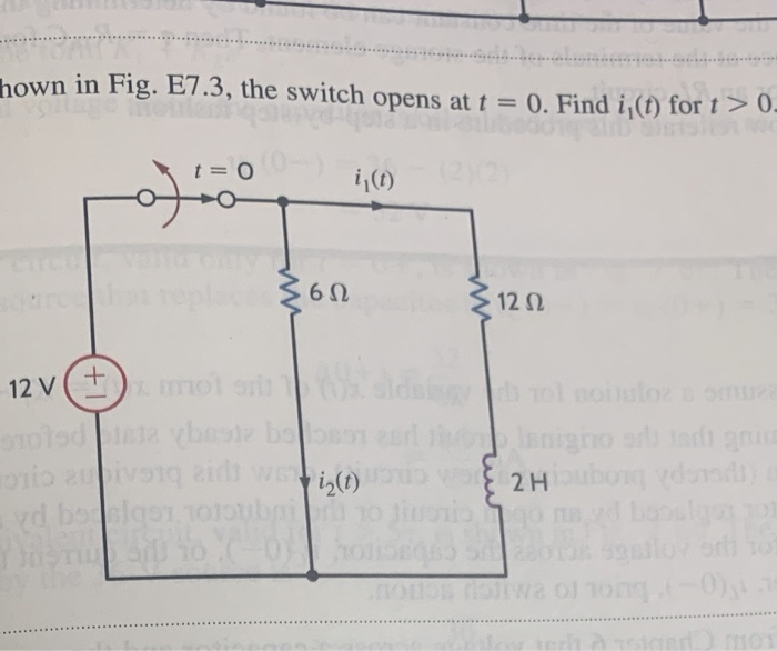 Solved hown in Fig. E7.3, the switch opens at t = 0. Find | Chegg.com