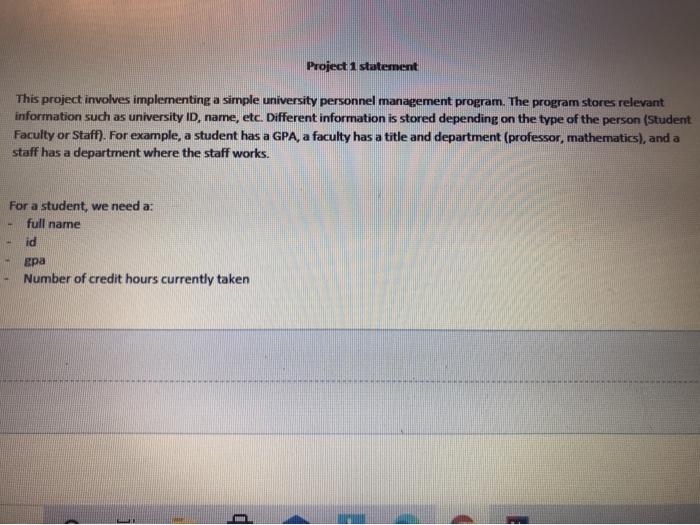 Solved Project 1 statement This project involves | Chegg.com