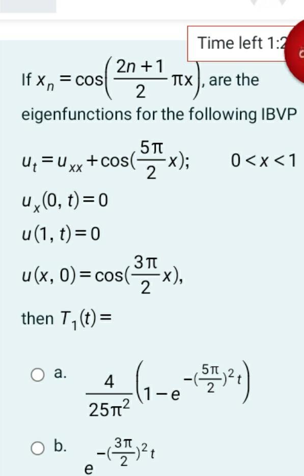 C Time Left 1 2 2n 1 If Cos Ttx Are The 2 Chegg Com