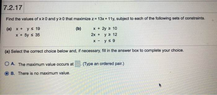 Solved 7.2.17 Find the values of x 20 and y 20 that maximize | Chegg.com