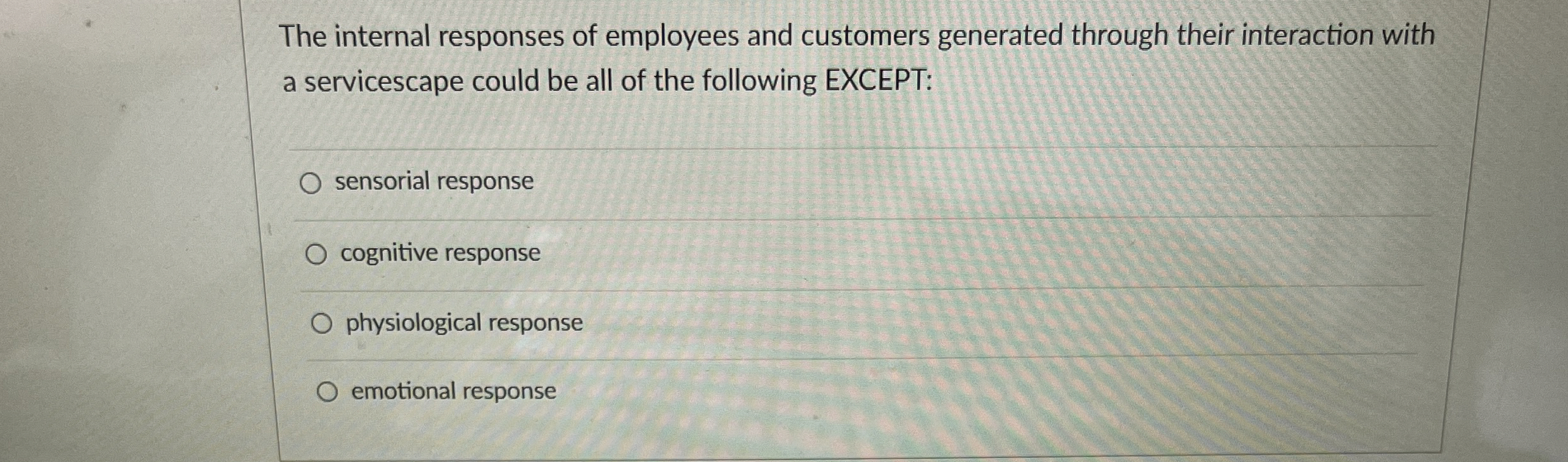 Solved The internal responses of employees and customers | Chegg.com