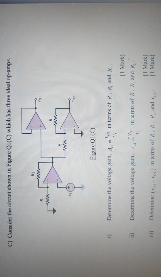 Solved C) Consider the circuit shown in Figure Q1(C) which | Chegg.com