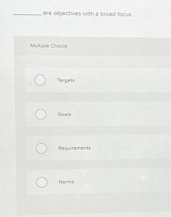 Solved are objectives with a broad focus. Multiple Choice | Chegg.com