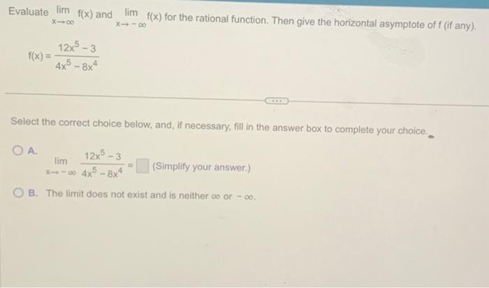 Solved Determine Limx→∞fx And Limx→−∞fx For The 0333