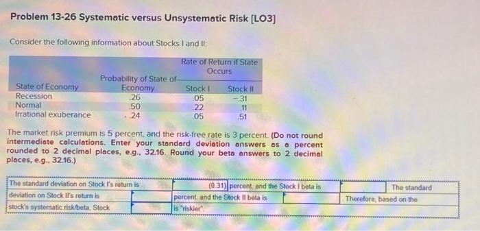 Solved Problem 13-26 Systematic versus Unsystematic Risk | Chegg.com