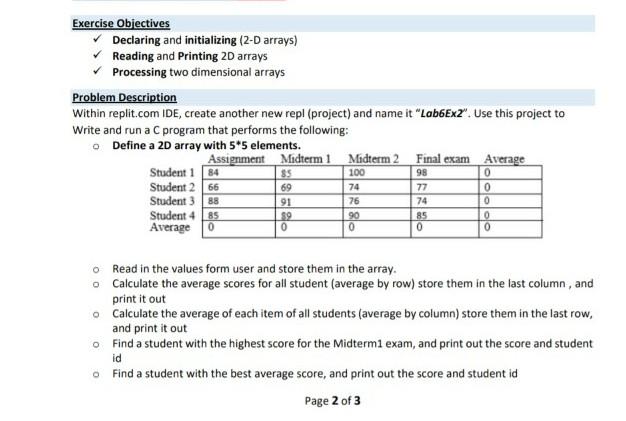 project stem assignment 9 2d arrays