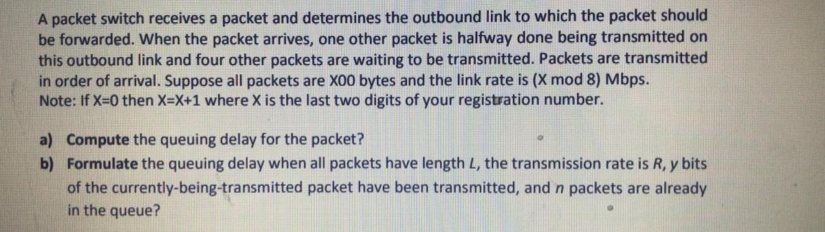 Solved A Packet Switch Receives A Packet And Determines The | Chegg.com