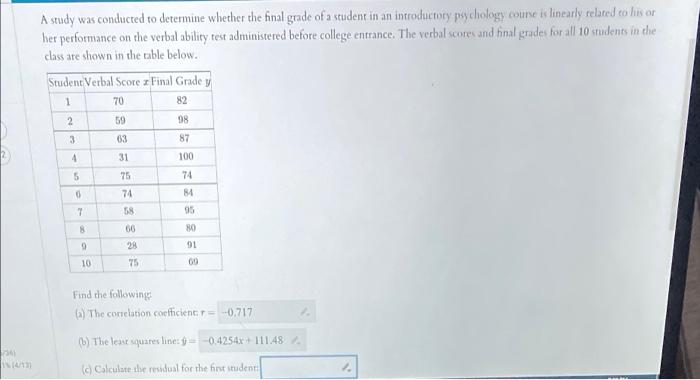 Solved A study was conducted to determine whether the final | Chegg.com