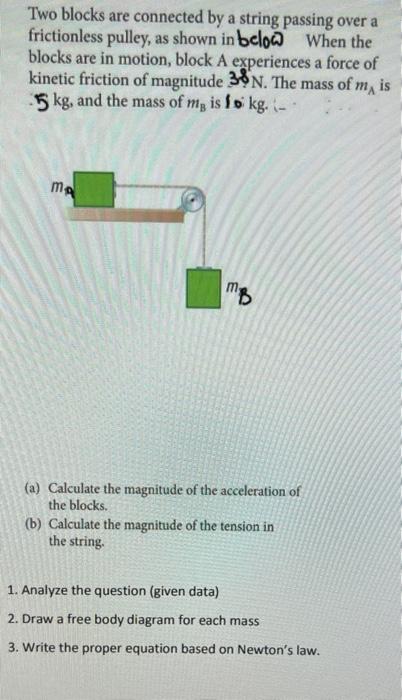 Solved Two blocks are connected by a string passing over a | Chegg.com