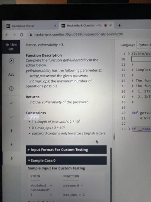 Solved th 18m Language Python 3 left (c) ALL | Chegg.com
