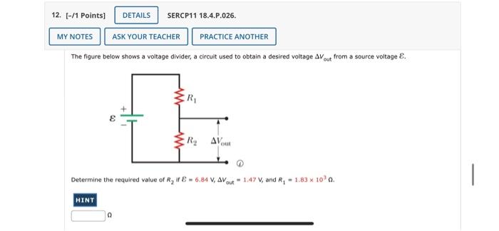 Solved The figure below shows a voltage divider, a circuit | Chegg.com