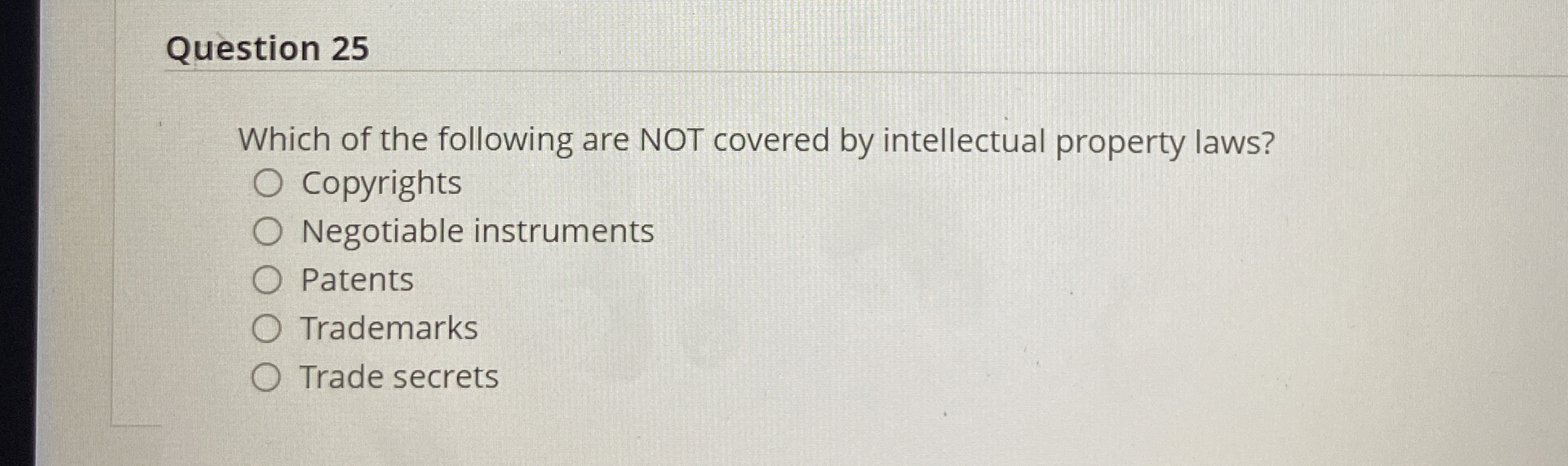 Solved Question 25Which of the following are NOT covered by