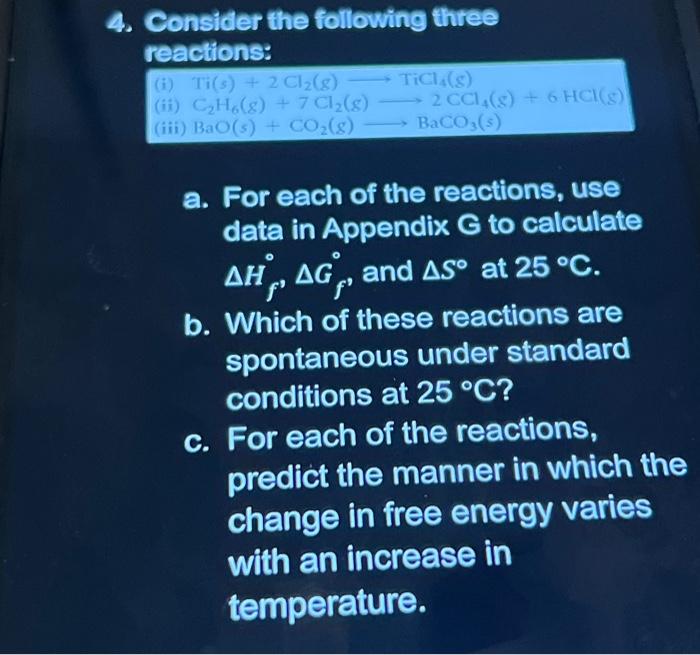 Solved Consider the following three reactions: a. For each | Chegg.com
