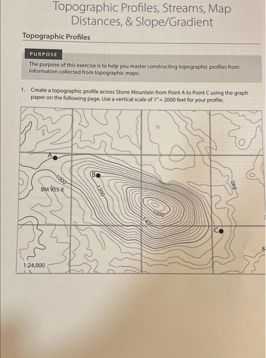 Solved Topographic Profiles, Streams, Map Distances, & | Chegg.com