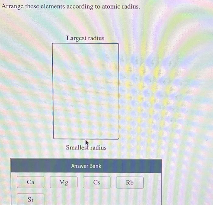 Solved Arrange these elements according to atomic radius. | Chegg.com