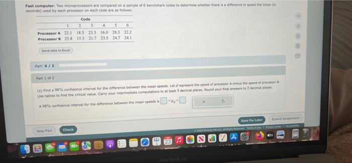 Solved fast computer: two microprocessors are compared in a | Chegg.com