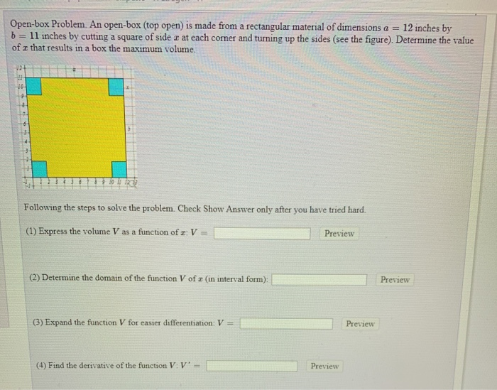 Solved Openbox Problem. An openbox (top open) is made from