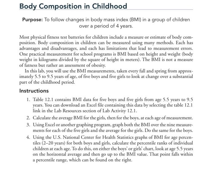 Body Composition In Childhood Purpose To Follow Chegg Com