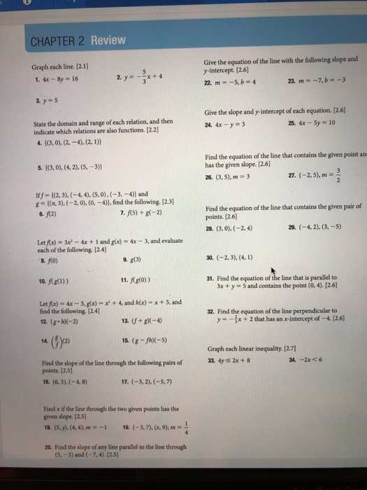 Solved Chapter 2 Review Give The Equation Of The Line Wit Chegg Com