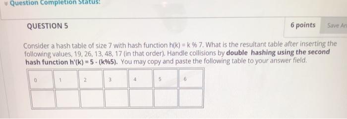 Solved Question Completion Status: QUESTION 5 6 points Save | Chegg.com